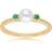 Gemondo Modern pearl & round emerald ring in 9ct yellow gold
