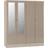 SECONIQUE Nevada Oyster Gloss/Light Oak Effect Veneer Wardrobe 154x183cm