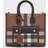 Burberry Dark Birch Brown Chk Freya Mini Check-print Woven and Leather Top-handle bag