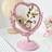 Shein 1pc Vintage Patterned Heart-shaped Tabletop Makeup Mirror
