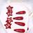 Shein 8 Pcs Set Ladies Red Colored Metal Star Hairpins