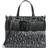 Armani Exchange dam stor logo plack Satchel Bag Big Tote, beige/svart, Beige/svart