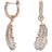 Swarovski Nice drop earrings, Feather, White, Rose gold-tone plated