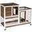 Pawhut D51-125BN Wooden Indoor Rabbit Hutch Elevated Bunny Cage Enclosed Run with Wheel