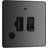 BG Evolve Black Chrome Switched 13A Fused Connection Unit with Power Led Indicator & Flex Outlet