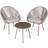 Dellonda Como 3 Tempered Bistro Set, 1 Table incl. 2 Chairs