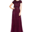 Adrianna Papell Short Sleeve Beaded Blouson Gown - Cassis