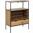 BRIXX LIVING Seaford Black Oak 2 Shelf Liquor Cabinet