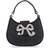 Self-Portrait Rhinestone Bow Crescent Micro Bag - Black