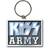 Kiss army block name logo image silver metal keychain keyring