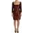 Gianfranco Ferre GF Ferre Metallic Brown Long Sleeves Square Neck Sheath Dress IT40