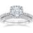 Pompeii3 Cushion Halo Wedding Ring Set 0.63ct - White Gold/ Daimonds
