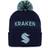 Fanatics Branded Deep Sea Blue/Light Blue Seattle Kraken 2022 NHL Draft Authentic Pro Cuffed Knit Hat with Pom Mens