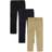 The Children's Place Boy's Uniform Stretch Straight Chino Pants 3-pack - Flax/New Navy/Black