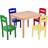 Costway 5 pcs Kids Pine Wood Multicolor Table Chair Set