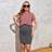 Shein Maternity Solid Tee & Striped Print Skirt Set