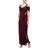 Alex Evenings Long Cold-Shoulder Dress with Cowl Neckline Wine Women's Dress Burgundy