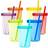 Youngever Youngever 7 Sets Plastic Kids cups with Lids and Straws, 7 Reusable Toddler cups with Straws in 7 Assorted colors