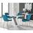 Monza High Gloss Blue/Gold Dining Set 70x120cm