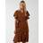 Blue Vanilla Leopard Print Wrap Ruffle Midi Dress Rust