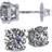 Central Diamond Center 14K Solid Gold Post & Sterling Silver Prong CZ Stud Earrings Platinum Plated 5.25mm 1.00cttw