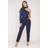 Goddiva One Shoulder Sequin Jumpsuit Navy