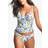 Panache Swim Botanical Print Tankini Top, White/Multi