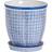 Nicola Spring Hand Printed Plant Pot with Saucer Navy