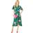 Yumi Green Floral Dip Hem Wrap Midi Dress