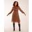 Blue Vanilla Long Sleeve Shirring Cuff Swing Dress Tan