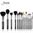 Jessup Pro sminkborstar 15 st sminkborstar set kosmetika smink pulver foundation ögonskugga eyeliner blandning läppborste verktyg svart/silver T092