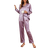 Shein Contrast Binding Button Up Satin Pajama Set