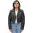 Infinity Leather Infinity Leather Womens Cropped Brando Biker Jacket-Damascus Black