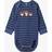 Polarn O. Pyret Baby Fox Print Striped Babygrow - Blue Denim