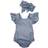 Ma&Baby Baby Lace Romper Backless Sunsuit Ruffle Sleeve Dress - Grey