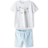 Minoti Girl's Printed T-shirt & Cycle Short Set - Light Blue/White