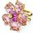 Swarovski Florere cocktail ring, Flower, Pink, Gold-tone plated
