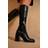 Where's That From 'Zhuri' Mid Block Heel Knee High Boots With Stretch And Side Zip Black