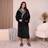 Sienna Flannel Fleece Hooded Dressing Gown Bathrobe Black