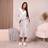 Sienna Flannel Fleece Hooded Dressing Gown Bathrobe Silver
