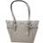 Michael Kors Charlotte Pearl Grey Large Leather Top Zip Tote Bag Purse