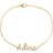 Adina Eden Script Name Paperclip Bracelet - Gold/Diamonds