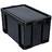 Really Useful Boxes Plastic Solid Black Storage Box 84L