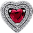 Pandora Sparkling Levelled Heart Charm - Silver/Red/Transparent