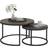 Homcom Round Faux Marbled Brown Nesting Table 78.5cm 2pcs