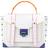 Michael Kors Manhattan Medium Contrast-Trim Leather Satchel - Optic White