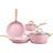 Vkoocy Pink Cookware Set with lid 6 Parts