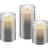 Wentronic Moving Flame Grey LED Candle 15cm 3pcs