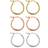 M Mooham Chunky Mini Hoops Earrings Set - Gold/Rose Gold/Silver