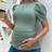 Shein Maternity Elegant RoundNeck Puff Sleeve Solid Color TShirt For Daily Work